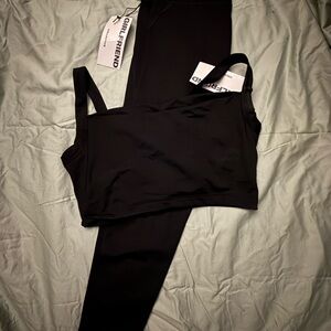 NWT Girlfriend Collective yoga leggings bra set black high waist size LARGE